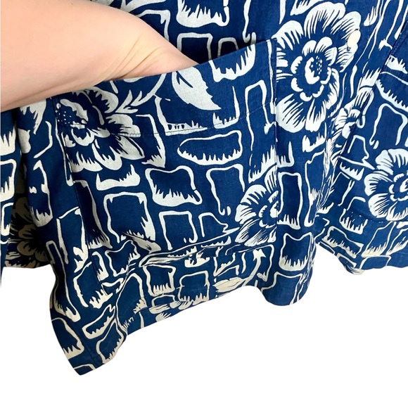 Ilana Kohn Melvin Stone Flower Navy 100% Cotton Long Sleeve Button Down Medium - Picture 3 of 6